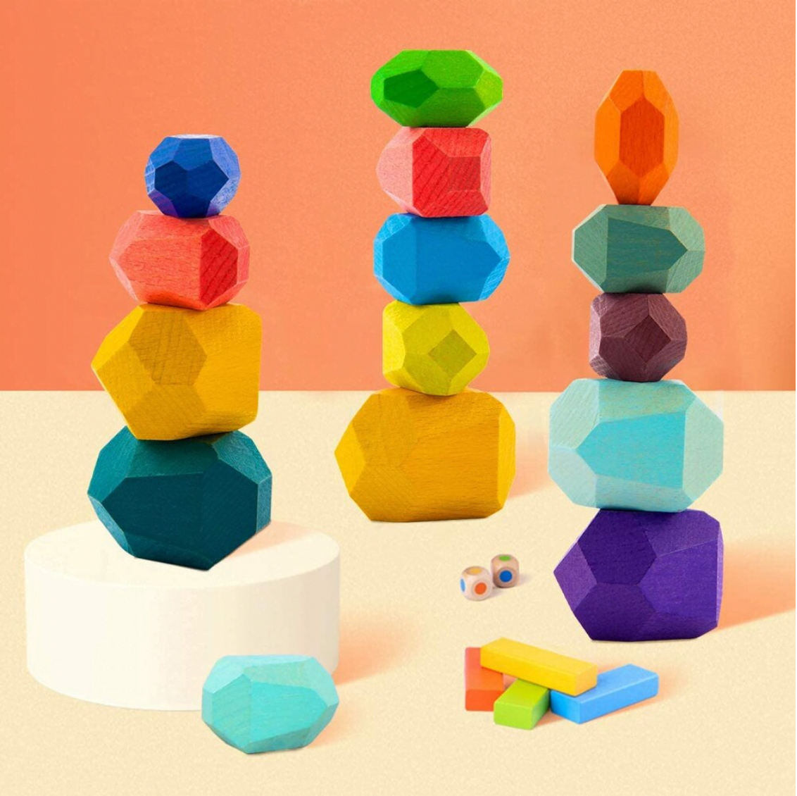 Joc creativ Montessori echilibru stivuire si culori 16 piese 05.png