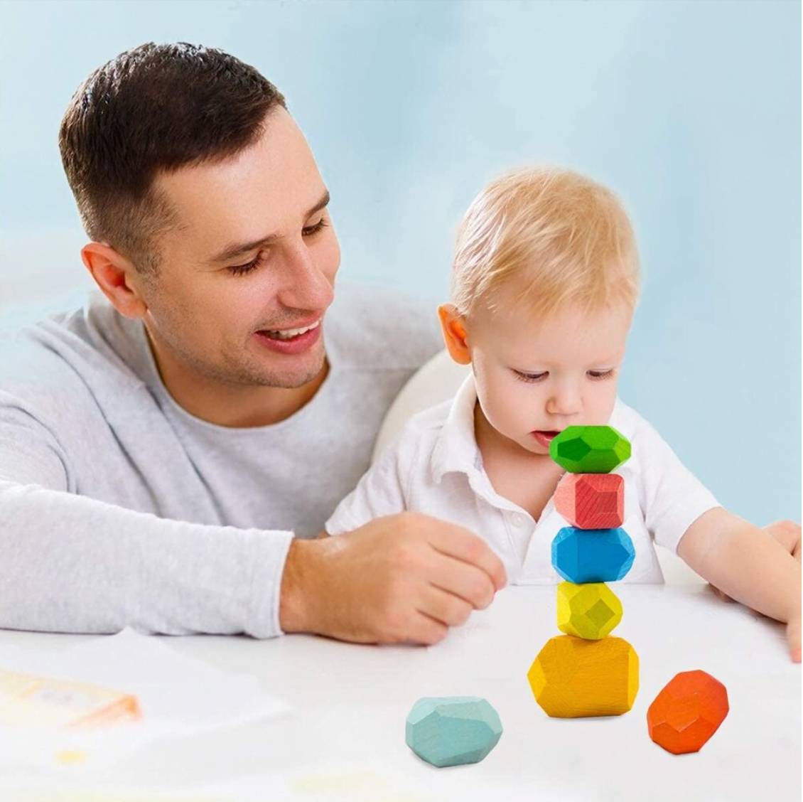 Joc creativ Montessori echilibru stivuire si culori 16 piese 07.png