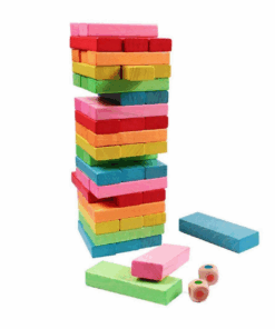 Joc de societate Jenga 54 piese din lemn colorate 02.png