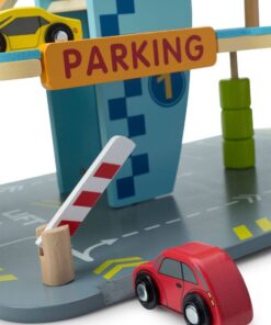 Joc din lemn Parcare supraetajata cu masinute si elicopter 04.jpeg