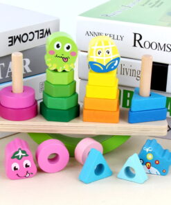 Joc educativ din lemn de sortare si echilibru cu 4 coloane Balancing Blocks 02.jpg