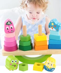 Joc educativ din lemn de sortare si echilibru cu 4 coloane Balancing Blocks 04.jpg