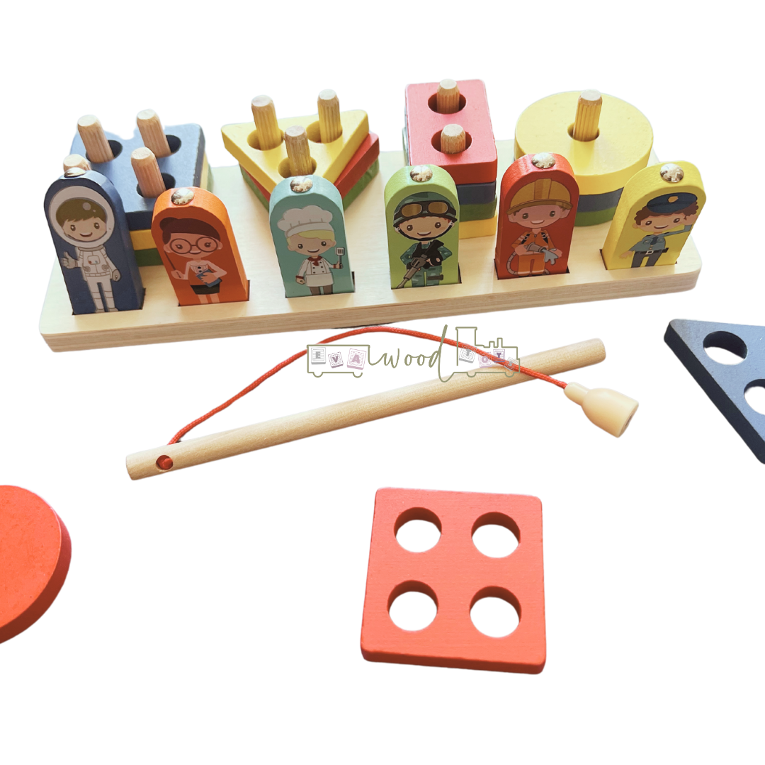 Jocul multifunctional tip Montessori, Sortator si joc de pescuit, 3 ani 03