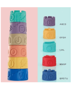 Alternative view of Jucarie educativa bebe, multifuntionala, cuburi si turn de stivuire, 3 luni+