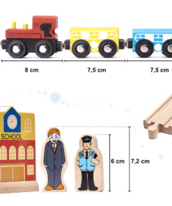 Orasel cu circuit auto si feroviar din lemn 70 piese 03.jpeg