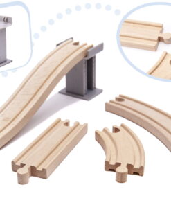 Orasel cu circuit auto si feroviar din lemn 70 piese 04.jpeg