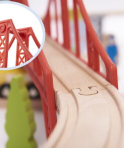 Orasel cu circuit auto si feroviar din lemn 70 piese 08.jpeg