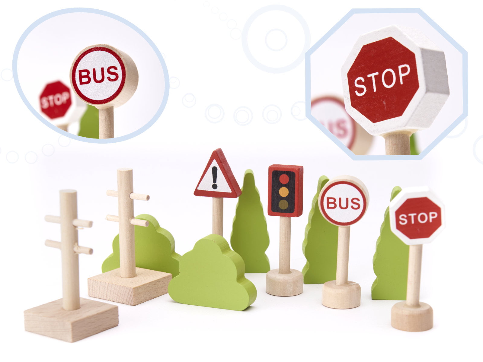 Orasel cu circuit auto si feroviar din lemn 70 piese 10.jpeg