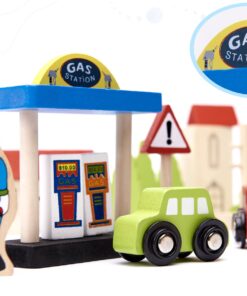 Orasel cu circuit auto si feroviar din lemn 70 piese 11.jpeg