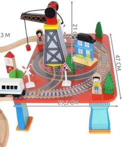 Orasel cu circuit auto si feroviar din lemn pe 2 nivele cu 88 de piese 06.jpeg