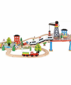 Orasel cu circuit auto si feroviar din lemn pe 2 nivele cu 88 de piese 08.png