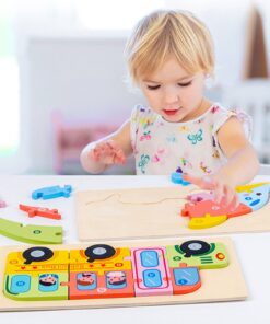 Puzzle 3D din lemn cu 10 piese colorate Autobuz 01.jpg