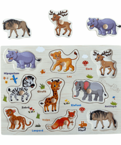 Puzzle Incastru din lemn cu Animale Salbatice in limba romana 01.png