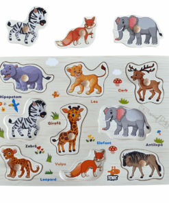 Puzzle Incastru din lemn cu Animale Salbatice in limba romana 02.png