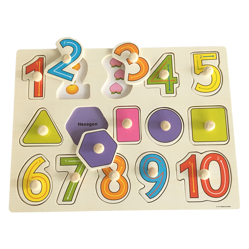 Puzzle incastru cu imagine de asociere, Numere si forme geometrice - imagine 2