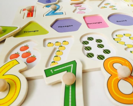 Puzzle incastru cu imagine de asociere, Numere si forme geometrice - imagine 4