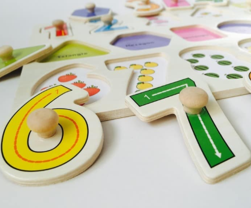 Puzzle incastru cu imagine de asociere, Numere si forme geometrice - imagine 3