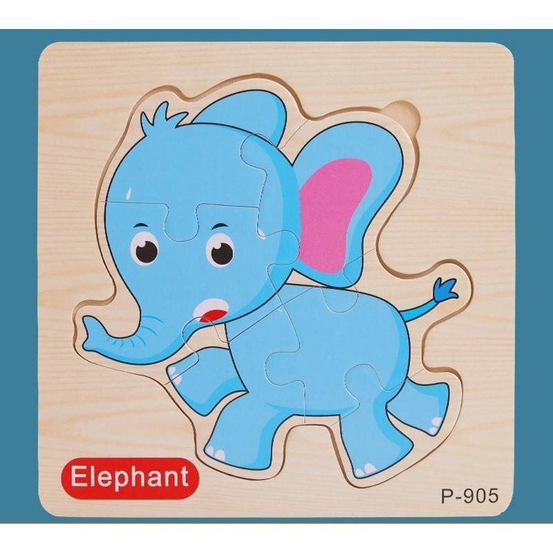 Puzzle incastru din lemn Elefantel.jpg