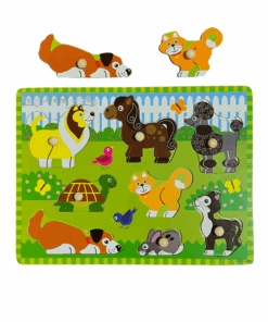 Puzzle incastru din lemn cu butoni 8 Animale 01.png