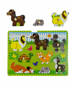 Puzzle incastru din lemn cu butoni 8 Animale 02.png