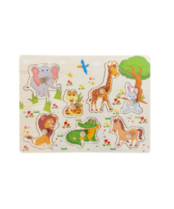 Puzzle incastru din lemn cu butoni si 7 animale Salbatice 02.png