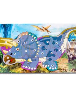 Puzzle incastru din lemn cu numere si alfabet Dinozaur Triceraptos.jpg