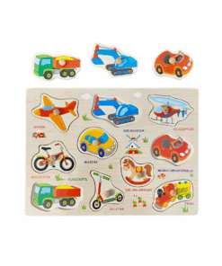 Puzzle incastru din lemn in Limba Romana 10 Mijloace de transport 01.png