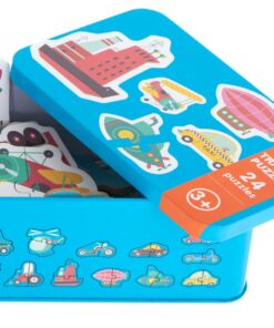 Set 24 puzzle uri a cate 2 piese cu vehicule in cutie metalica 48 piese 06.jpeg