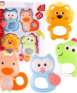 Set 4 Jucarii de dentitie, motricitate, senzoriale pentru bebelusi, 0 LUNI+