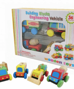 Set 4 masinute din lemn si cuburi Vehicule de constructie 01.png