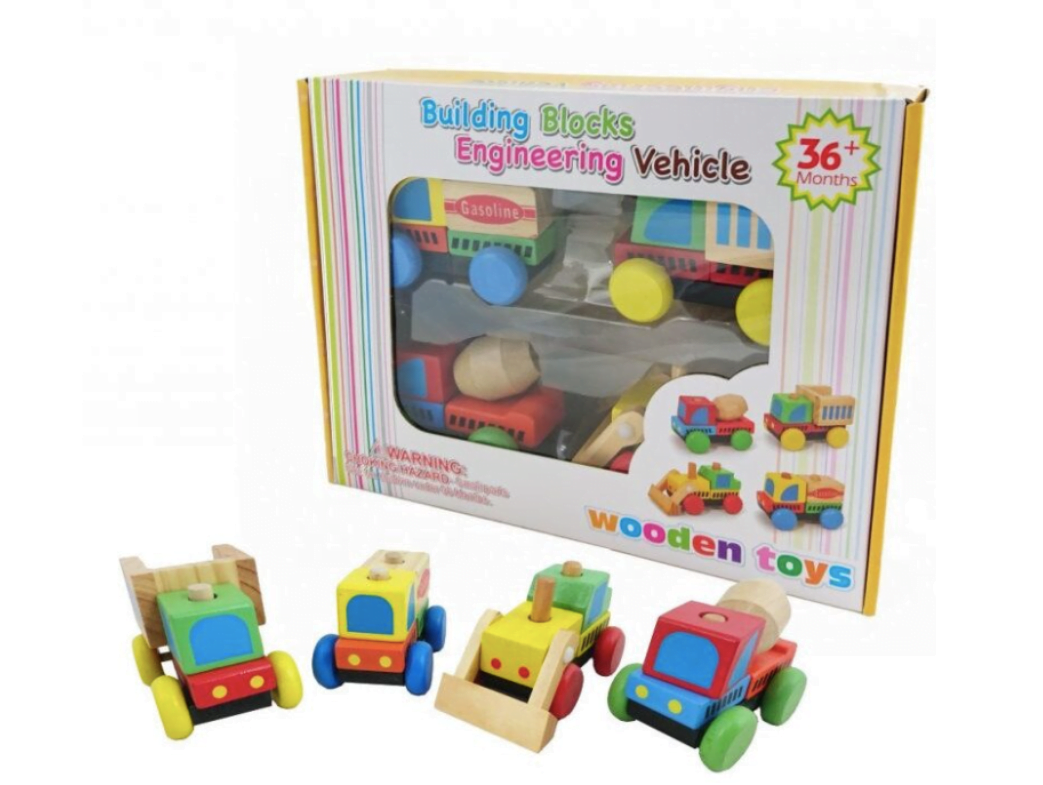 Set 4 masinute din lemn si cuburi Vehicule de constructie 01.png