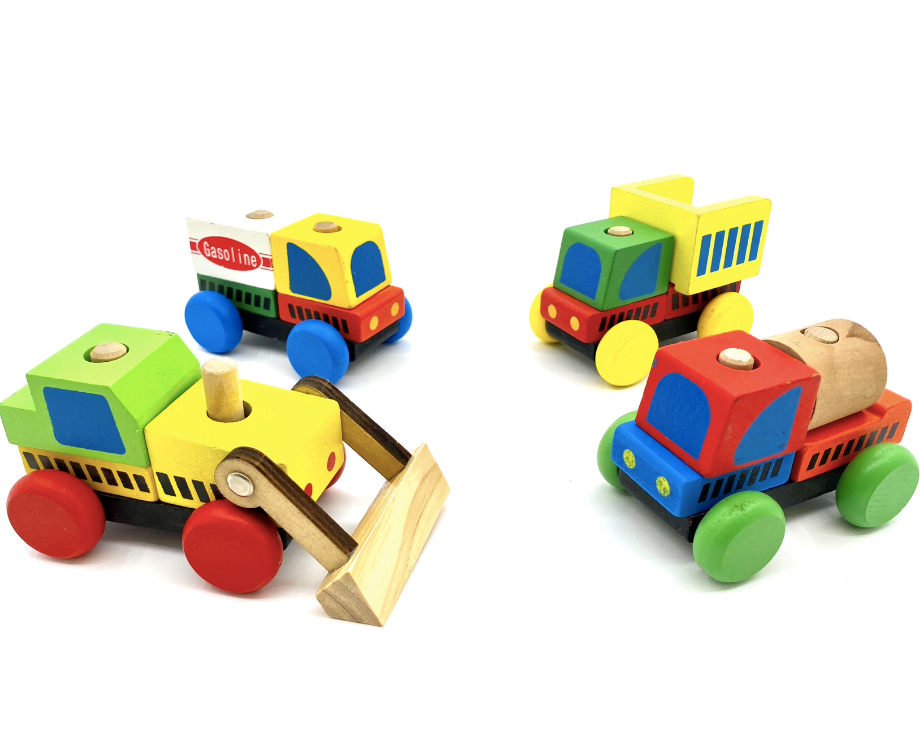 Set 4 masinute din lemn si cuburi Vehicule de constructie 02.png