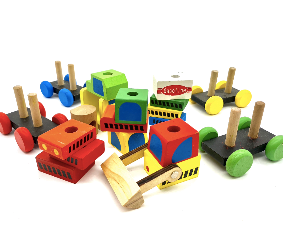 Set 4 masinute din lemn si cuburi Vehicule de constructie 04.png