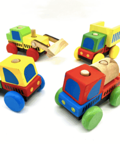 Set 4 masinute din lemn si cuburi Vehicule de constructie 05.png