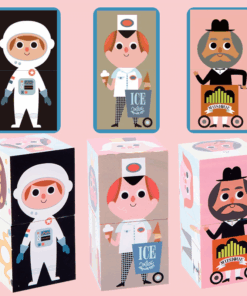 Set 6 cuburi puzzle din lemn Meserii06.png