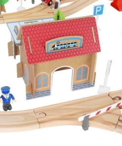 Set de constructie cu circuit auto si feroviar din lemn 89 piese 04.jpeg
