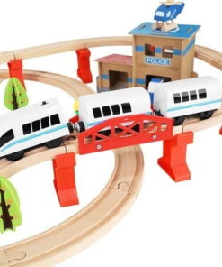 Set de constructie cu circuit auto si feroviar din lemn 89 piese 07.jpeg