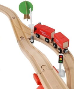 Set de constructie cu circuit auto si feroviar din lemn 89 piese 14.jpeg