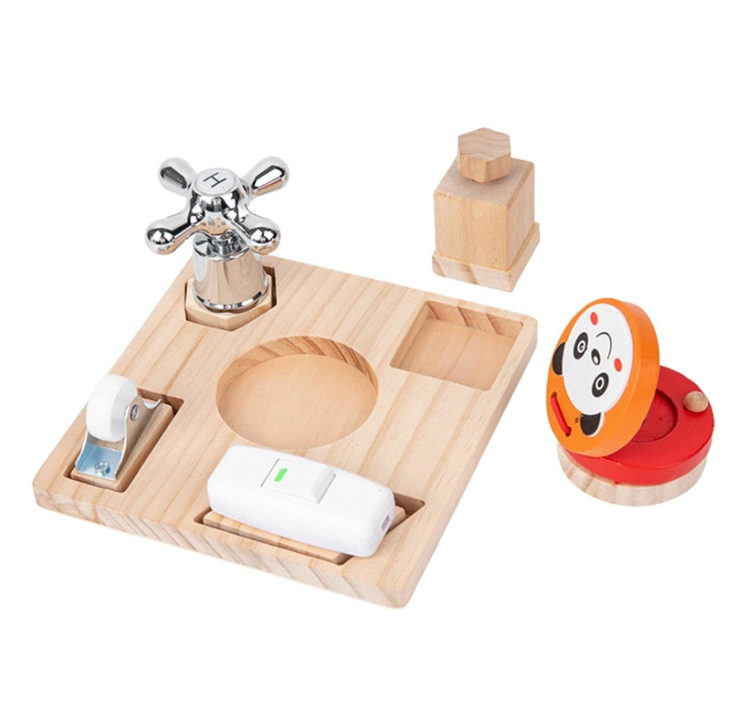 Joc de tip Montessori cu 5 activitati Busy Bord cu robinet 3 ani 07.png