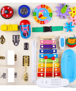 Placa senzoriala cu activitati Montessori Busy Board 001.png