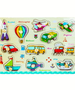 Puzzle incastru din lemn cu butoni Mijloace de transport 01.png