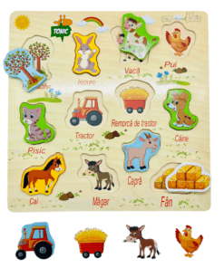 Puzzle incastru din lemn in Limba Romana cu piese groase Ferma 03 1.png