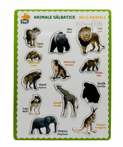 Puzzle incastru din lemn in Limba Romana si Engleza Animale salbatice 01 2.png