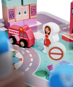 KX6197 Klocki drewniane edukacyjne miasto puzzle 128el 6