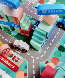 KX6197 Klocki drewniane edukacyjne miasto puzzle 128el 7