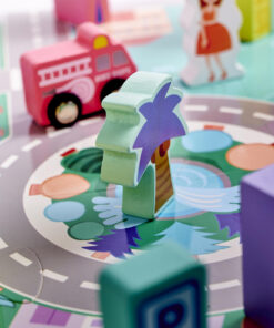 KX6197 Klocki drewniane edukacyjne miasto puzzle 128el 9