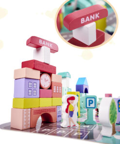 KX6197 Klocki drewniane edukacyjne miasto puzzle 128el 10