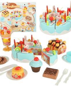 Tort aniversar cu lumanari si 75 de accesorii creative Albastru 01.jpg