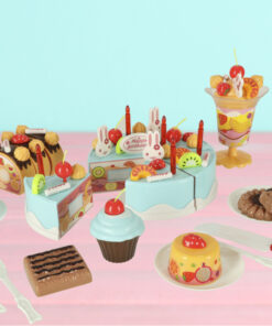 Tort aniversar cu lumanari si 75 de accesorii creative Albastru 08.jpg