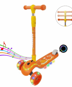 Trotineta pliabila cu 3 roti lumini si muzica 3 ani Portocaliu 01.png